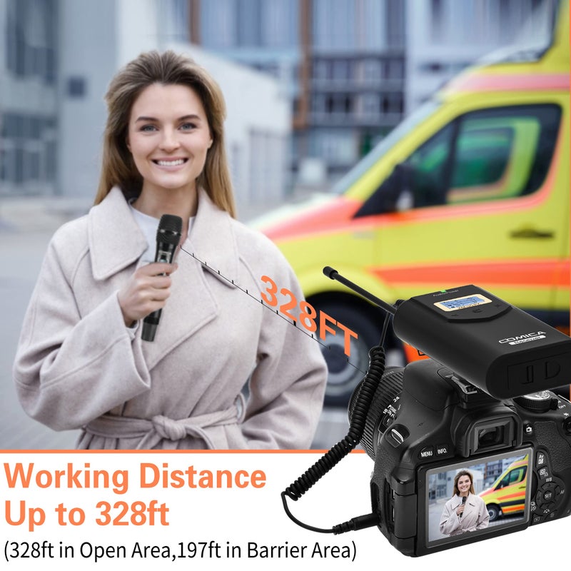 COMICA CVM-WM100 H UHF 48-Channel Professional Wireless Handheld Microphone System for Canon Nikon Sony Panasonic Fuji DSLR Camera, XLR Camcorder, Smartphone, Perfect for Video Recording/Interview - Image 4